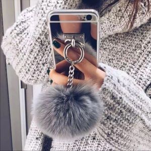 📱Mirror black fur ball iPhone X Case 📱